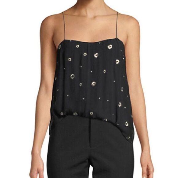 Vince Tops - VINCE Metallic Embroidered Silk Cami size small